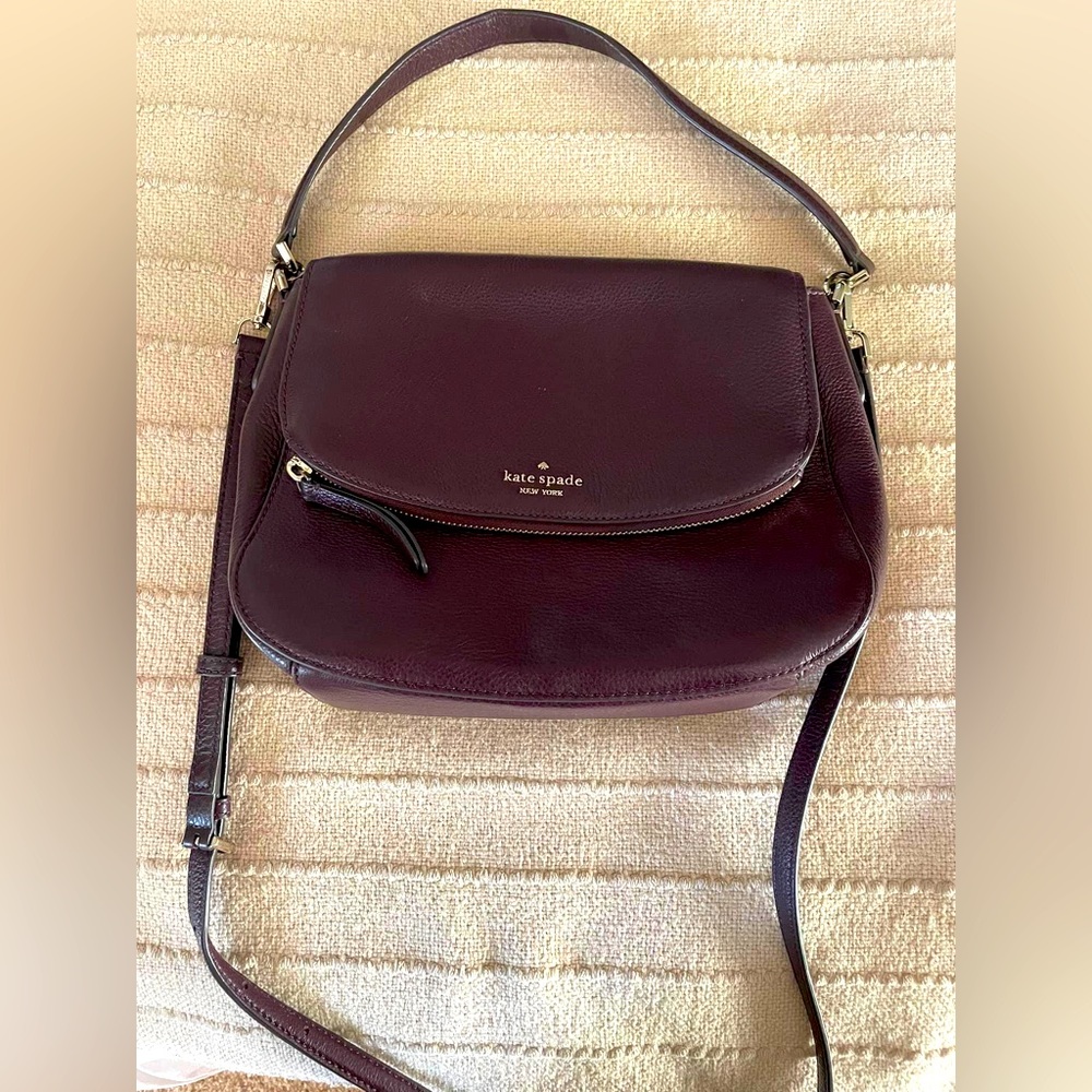 Kate Spade Gently used medium size handbag. Beautiful wine color